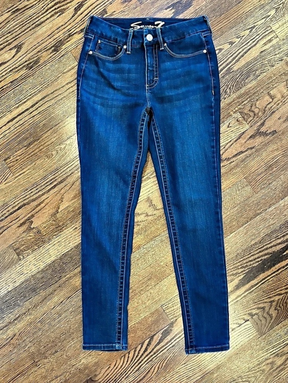 Seven7 Tummyless High Rise Skinny High Rise Skinny Jeans Blue Size 8 Like New